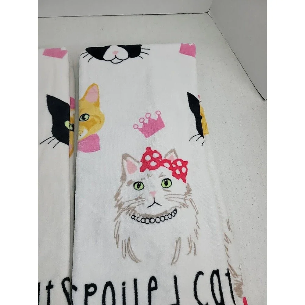 Kassafina Spoiled Cats Live Here Set Of 2 Plush Big Bath Towels